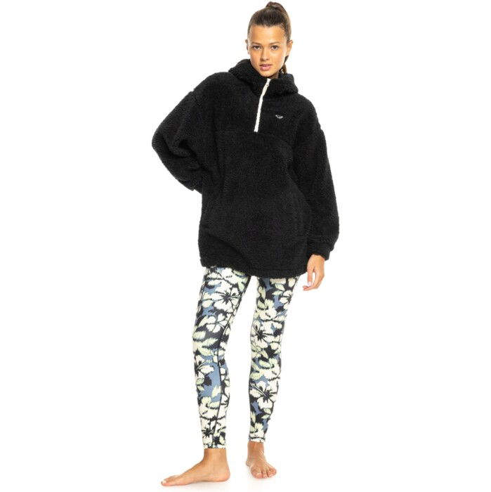 2024 Roxy Mujer Waves Of Warmth Sherpa Hoodie ERJPF03184 - True Black